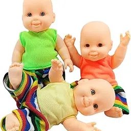 Ladli® Real Babies Toy,The Best Gifts for Girls and Boys Small Doll for 3 Brother Realistic Baby Boy Doll LookRotatable Legs Arms 16 cm Pack of 3-image-54