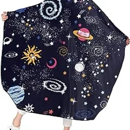 Sun Moon Constellation Meteor Planet Barber Cape,Space Galaxy Universe Hair Cutting Cape for Kids Boys Girls,Professional Haircut Salon Cape With Adjustable Snap Closure for Haircuts,Makeup,Hair Dye-image-25