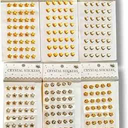 Crystal Beads/Metal Pearls Stickers: MultiSize 3D Different Design Self Adhesive Stone Stickers: Vibrant Art and Craft Decorations for DIY Projects (Set of 6, Metal Beads)-picture-16