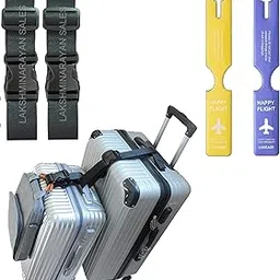 LAKSHMINARAYAN SALES 2 Pack Add A Bag Luggage Straps 1.5" x 20" Adjustable Suitcase Belt Hook Straps,2 Pack Silicone Travel Tags for Baggage Identifier Accessories Airplane Card-image-64