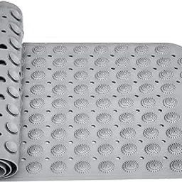 Lifekrafts PVC Experia Anti-Slip With Suction Cup Bath Mat, 100X40Cm Big Size Shower Mat (Grey Color With Accu-Pebble)-picture-13