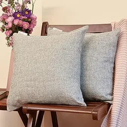 Faburaa Decorative Jute Cushion Cover, Jute Throw Pillow Cover (18x18 Inch, Grey)-image-59