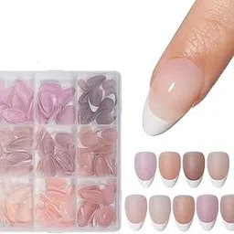 Molly Minx 216 pcs White French Tip Press on Nails Almond Shape Fake Nails, Artificial Nails Extensions Combo in 9 Colors, Full Cover Glossy Nude False Nails Acrylic Nails for Women Girls-picture-28