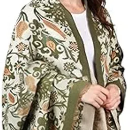 Winter Shawl Wrap for Women Imitation Cashmere Scarf for Women, Soft & Warm Shawl Wrap, Elegant Floral Print Scarf Gift Christmas Gift Thanksgiving Gift, 65x185cm, Green-image-18