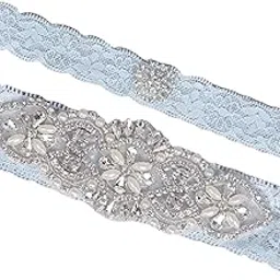 trendynest 2X Wedding Garters Floral Lace Garter Belt For Women And Girls Holiday Blue | Womens Clothing-picture-22