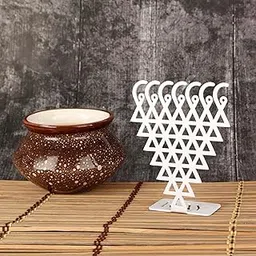 RAYART Saraswati Yantra Metal Decorative Showpiece Shree Yantras for Table Top, Desk, Pooja Room (White, Height 10 cm).-picture-32