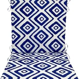 TRENDIVIBE Outdoor High Back Patio Chair Cushion Soft Pad for Office Garden Blue White Geometry-picture-32