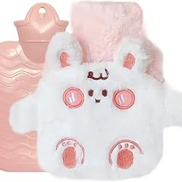 MENOVAS Cute Bunny Plush Hot Water Bag 500ml for Pain Relief, Reusable Warm Compress for Period Cramps, Back & Body Pain, Kids & Adults, Leak- Proof Bunny Design, Rabbit Heating Pad (1Pcs)-picture-29