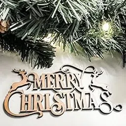Curious Button Wooden Merry Christmas Ornament Sign | Size:14" Cutout Hanging Decoration for Wall, Door & Tree | DIY Paintable Christmas Décoration (2.7mm Thick)-image-29