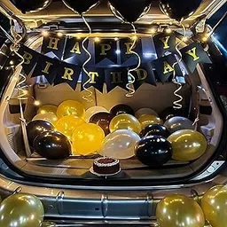 Special You Car Boot Black & Golden theme Birthday decoration Black and Metallic Gold balloons with Black HBD, Metallic White balloon's For Suprise Decoration-33Pcs-picture-10