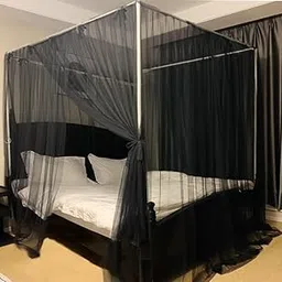 Black Mosquito Net Tent for Bed or Plant，Protecting Plant,One Side Opening Canopy Netting Curtain Net for Bedroom Decoration Queen Size（Without Frame）-picture-28