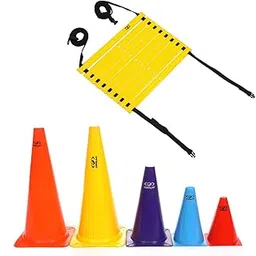COUGAR Agility Training Combo Kit – 6 Marking Cones 6 Inch and 4 Meter Nebura Speed Ladder for Fitness, Sports Coaching, Football Drills, Quick Feet, Agility and Reaction Training-picture-20