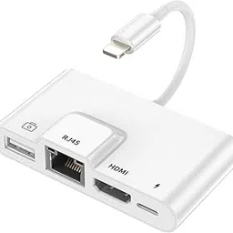 atdaraz 4 in 1 HDMI, RJ45 Ethernet LAN Wired Network Adapter, Compatible with iPad iPhone to HDMI, RJ45, USB Camera Adapter with Charging for iPhone 11 / Xs/XR/X /8, iPad, iPod-picture-15