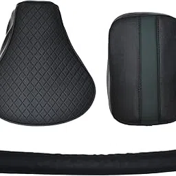 KOHLI BULLET ACCESSORIES Seat Cover+ Back Rest Foam Combo Compatible with Classic 350/500cc (2012-2020) (Deep-Green & Black)-picture-25