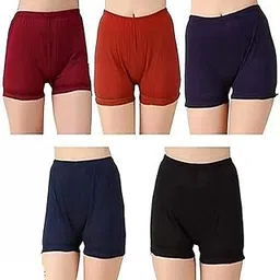 Bloomer Cotton Underwear Boxer Shorts Boyleg Nicker Trunks Daily use Panties for Womens and Ladies (Combo Pack of 5)(Available in Plain/Print)-image-45