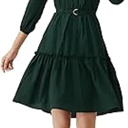 aask Women Peplum Gathared Stylish Dress with Belt-picture-23