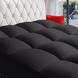 COONP Queen Mattress Topper, Extra Thick Pillowtop, Cooling Plush Mattress Pad Cover Bed Topper Protector with 8-21 Inch Deep Pocket (Black, Queen)-picture-32