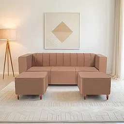 Seventh Heaven Sydney 5 Seater Sofa | Luxury Comfort & Extra Spacious | Wooden Sofa Set for Living Room | Couch Sofa Living Room & Office (Plush Suede - Beige)-picture-12