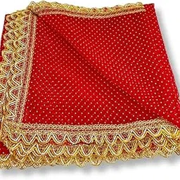 haldi mehendi shaadi Women's Chunri Net Stone Work Shimmer Lace Dupatta | Dulhan Bride Wedding, Mata Rani Chowki (2.05 meters)-picture-25