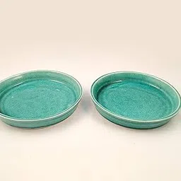 Lasaki Circular Plate Tray (Set of Two) for Ceramic Pots for Indoor Plants,Planters,Flower pots,gamla(Color:Blue)(D:16 cm, H:2 cm) R6(Plants not Included)-image-2