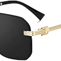 iflash Retro Rimless Rectangle Sunglasses for Women Men Tinted Lens Gold Metal Frameless Vintage Square Glasses-picture-37