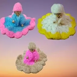 ANI DIVINE Handcrafted Bal Laddu Gopal Warm Poshak Set of 3 || Laddu Gopal Woolen Winter Dress Size 3-4-image-99