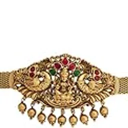 kushal's Fashion Jewellery Ruby-Green Gold Polished Copper Antique Belt with Adjustable Chain, Best for Festive Season & Special Occasion - 442478-picture-12