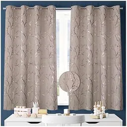 Vendola Blackout Window Curtains 5 Feet Long Set of 2 Curtains with Tie Back, Parda Windows, Foil Printed for Living Room, Bedroom, 80-85% Blackout, Perfect for Home Dcor (5 Feet, Coffee Lightning)-image-50