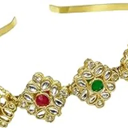 Kundan Hair Band for Women Girls Tiara Hair Piece Sheeshphool Matha patti Ethnic Hair Accessory for Festive Season Weddings Shaadi Head Piece (Same as shown in Image)-image-84