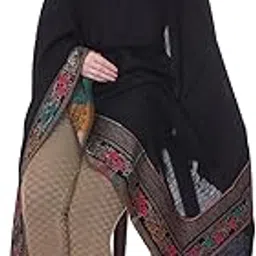 White Shawl with Floral Border, Traditional Indian Wrap with Tassels-picture-46