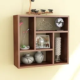 Pulsique Wood and Metal Floating Wall Shelves | Home Decorative Shelf | Wall Shelves for Living Room, Bedroom, Study Room, Balcony Garden-image-81
