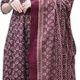 rajnandini Women's Cotton Blend Jaipuri Printed Kurta with Pant & Dupatta(Joplst218N-P_Wine & Beige)-picture-30