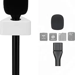 Interview PRO Handheld Adapter with Mic, Compatible with R.O.D.E, DJI & Other Wireless Microphones – Foam Windshield Included (Mic Handle with Triangle Flag Station) image 1