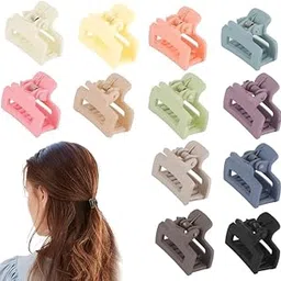 FAMEZA 12 PCS PREMIUM Small Hair Claw Clips for Women Girls,12 Pcs Mini Tiny Hair Claw Clips for Thin/Thick/Medium/Fine Hair,0.9 Inch Little Cute Hair Jaw Clips Clamps Matte Rectangle Nonslip-picture-16