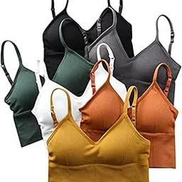 diver Women Cotton Longline Padded Wire Free Adjustable Straps Sports Bra Bralette Camisole Tank Top for Workout Fitness Gym Pack of 3 (Multicolor Free Size) Multicolour-picture-15