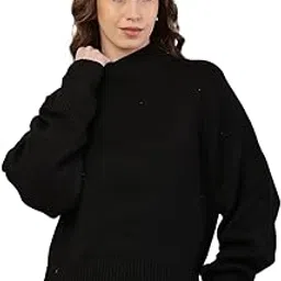 nobarr Women’s Acrylic Full Sleeve with High-Neck Black Sweater-picture-29