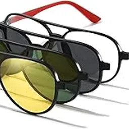 unieowfa Aviator Polarized Magnetic Clip on Sunglasses for Eyeglasses Men UV Protection Anti Glare Driving Retro Glasses 3Pcs-picture-11