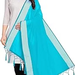 stylescope Women's Cotton Blend Silver Zari Boarder Dupatta With Tassels (2.10 Mtr)-picture-13