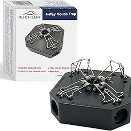 RU CHILLIN Reusable Mouse Trap - Multi Catch Mouse Traps for Indoor & Outdoor Use Pet & Child Safe 4-in-1 Snap Design (Black)-picture-20