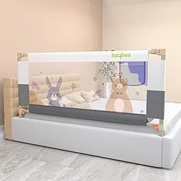 BAYBEE Baby Bed Rail Guard for Baby Safety with 28 Height Adjustable, Portable Bed Side Protector for Baby Falling | Foldable Single Side Bed Railing for Baby Toddler (1 Side, Grey/White, 150x80cm)-picture-54