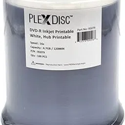 PlexDisc 95079 DVD-R 4.7GB 16X White Inkjet Hub Printable - 100pk Spindle Frustration Free Packaging, 100 Disc-picture-55