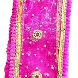 GIRLYZ ATTIRE Pack of 12 Pink Net Stone Mata Chunni | Pink Designer Chunri for Mata Rani | Temple Pooja Dupatta for Navratri, Jagrata, Chowki, Mandir Decoration-picture-17