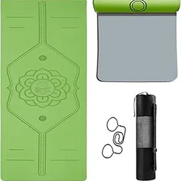 B Fit Extra Wide 31x72 Inchs 8 MM Thick Original TPE Yoga Mat – Free Yoga Bag and Strap Included - With Alignment System, Non-slip, Eco-friendly, sweat-resistant (Green-Grey)-image-61