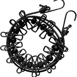 UCRAVO Cloth Drying Rope with Hooks | Elastic Hanging Rope for Cloth Drying with 12 Clips | Cloth Rope for Drying Clothes for Travel Home Outdoor (Pack of 1) image 1