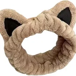 MOMISY Elastic Women's Lovely Hair Band Wash Face Spa Headband-Washable Facial Band Makeup Wrap Headbands Fits All Head Sizes-Cat Ear (Coffee Black, Free)-picture-12