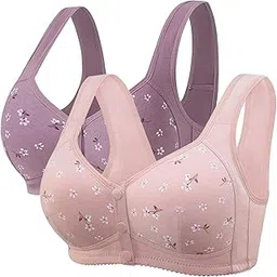 dress cici Cotton Maternity Bras for Pregnancy, Front Open Elderly Bras for Women, Wireless, 3D Cup, V Neck, Full Coverage (2 Set) image 1