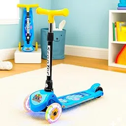 VGRASSP 3 Wheel Skate Scooter for Kids with LED Light-Up Wheels, Foldable & Height Adjustable Handlebar, Rear Brake - Outdoor Kick Cycle for Boys & Girls - (Narrow Wheels)-picture-19