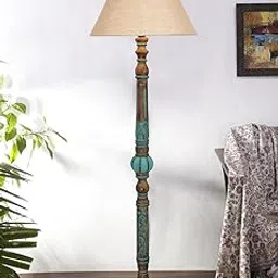 Devansh Mid Century Modern Floor Lamp,Hand Turned Floor Lamp Wood for Living Room,Stand Lamp with Fabric Lampshade for Bedroom, Study Room and Office, (Beige)-Jute-A1-picture-38