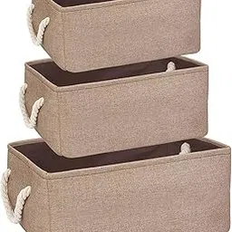 Styleys Foldable Laundry Bag Fabric Storage Basket Pack of 3 - Brown_S11053-picture-19