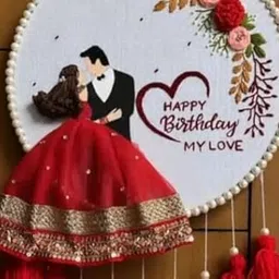 Handmade Romantic Birthday Dream Catcher Wall Hanging, Red and Gold Embellished, Decorative Tassels-picture-50